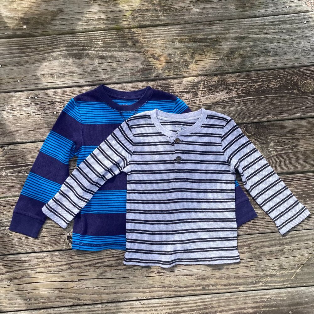 Cat & Jack & Garanimals Thermal Tees, 4T – Stripe 2-Pack